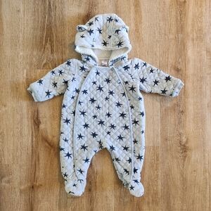 Nordstrom Baby Blue Star Print One Piece Bunting Size 6 Months